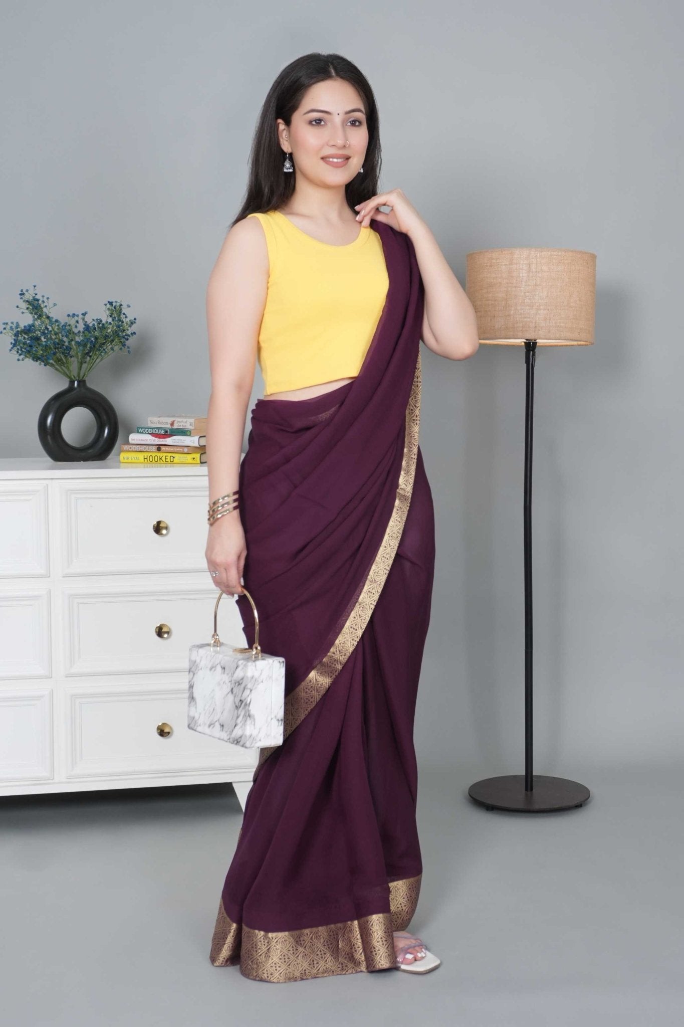 Yellow Rib Crop Blouse [ 100% USA HQ Cotton, 280 GSM non transparent fabric ] - Rib crop blouse