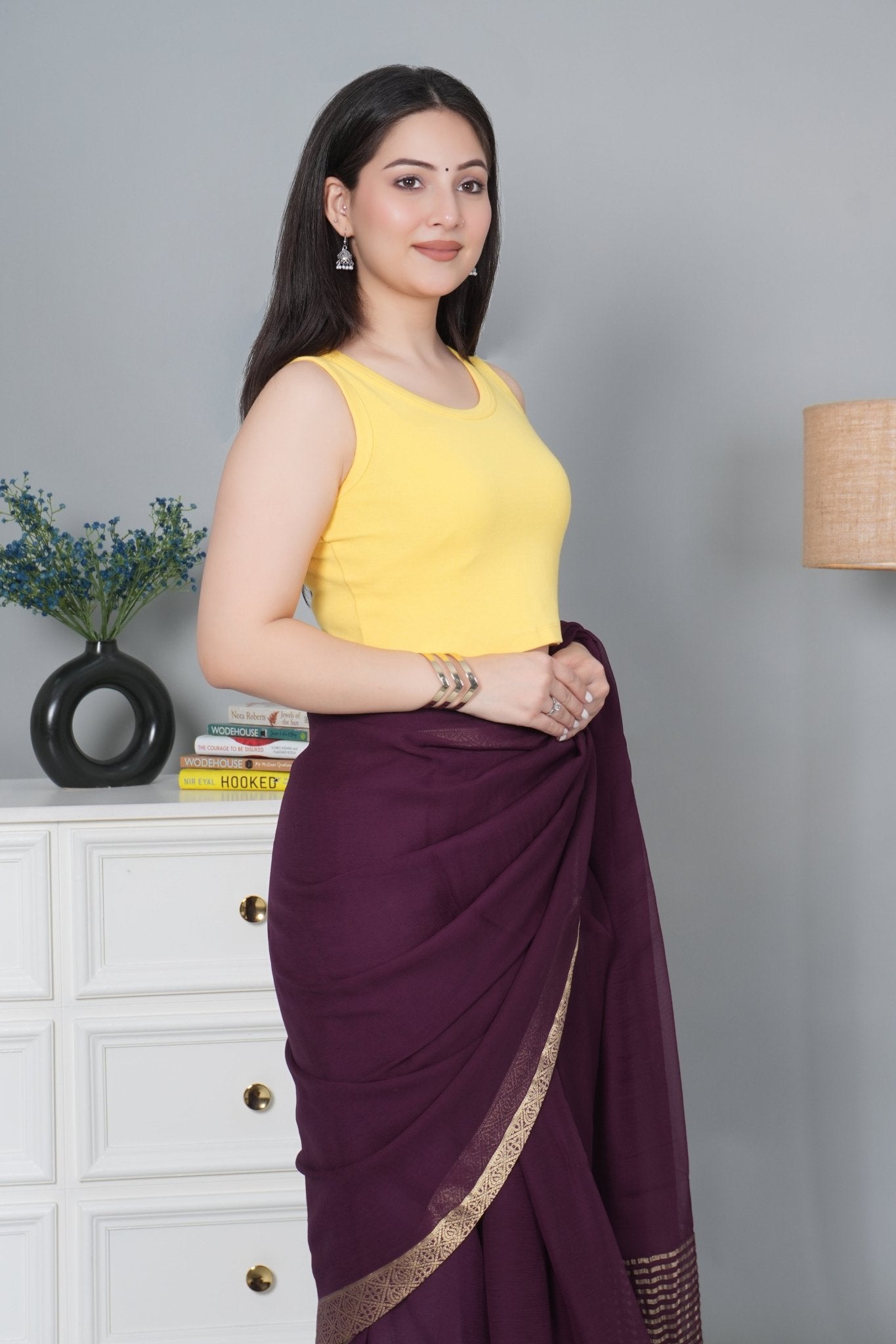 Yellow Rib Crop Blouse [ 100% USA HQ Cotton, 280 GSM non transparent fabric ] - Rib crop blouse