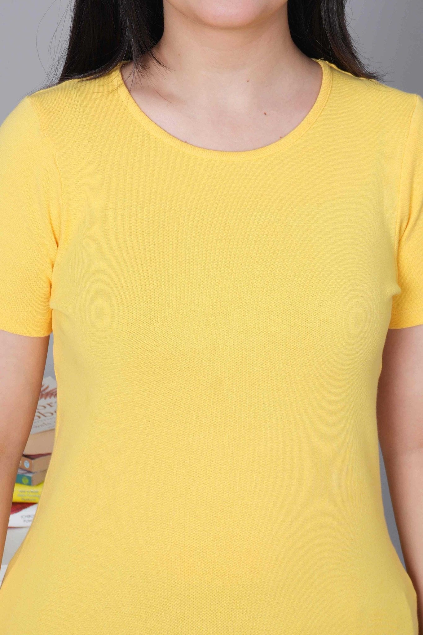 Yellow Stretchable Rib T Shirt [ 100% USA HQ Cotton, 280 GSM non transparent fabric ] - Rib t shirt
