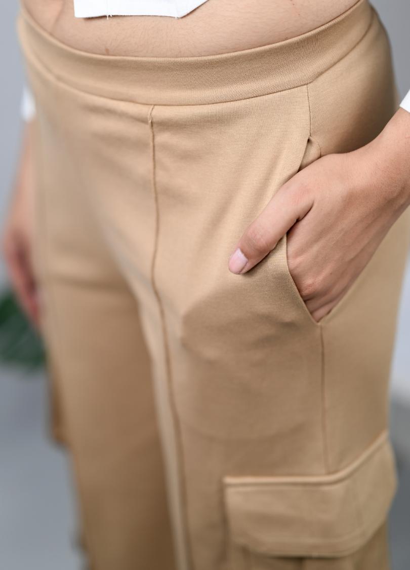 Women Beige Roma Tapered Pants