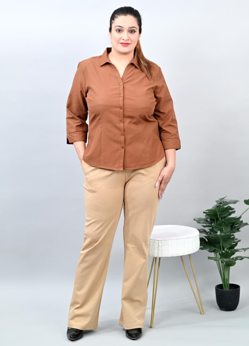 Beige Plus Size Bootcut Flare Pants -Milano plus size bootcut flare pants