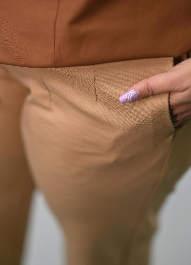 Beige plus size cigarette pencil pants