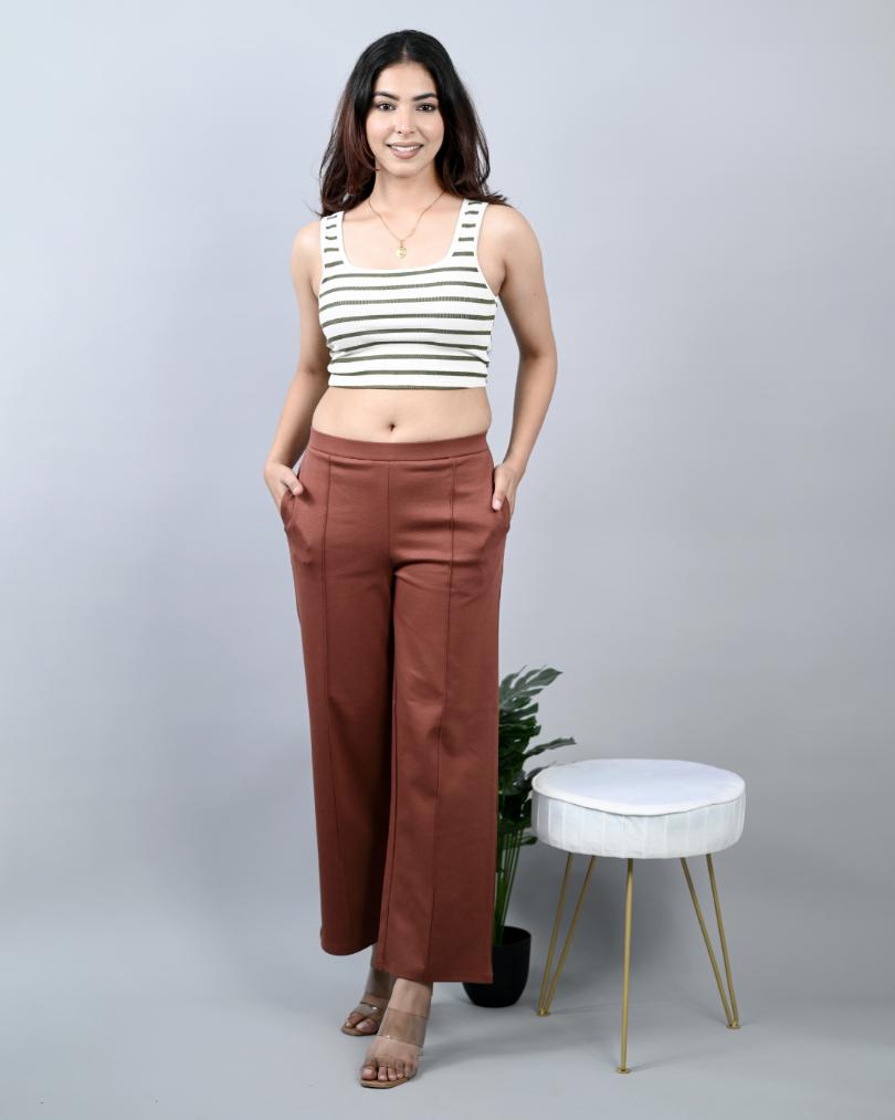 Caramel Extra Flare Fit Pants -Milano extra flare fit pants