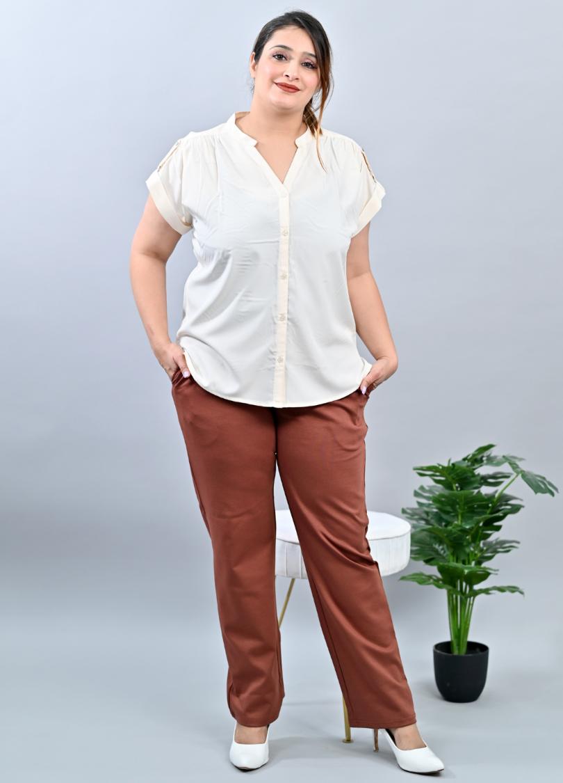 Caramel plus size cigarette pencil pants