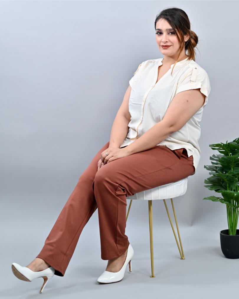 Caramel plus size cigarette pencil pants