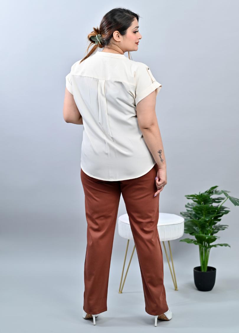 Caramel plus size cigarette pencil pants