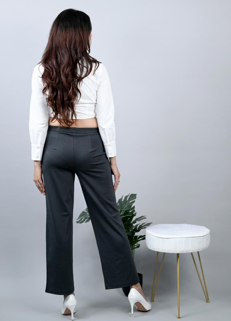 Charcoal Extra Flare Fit Pants -Milano extra flare fit pants