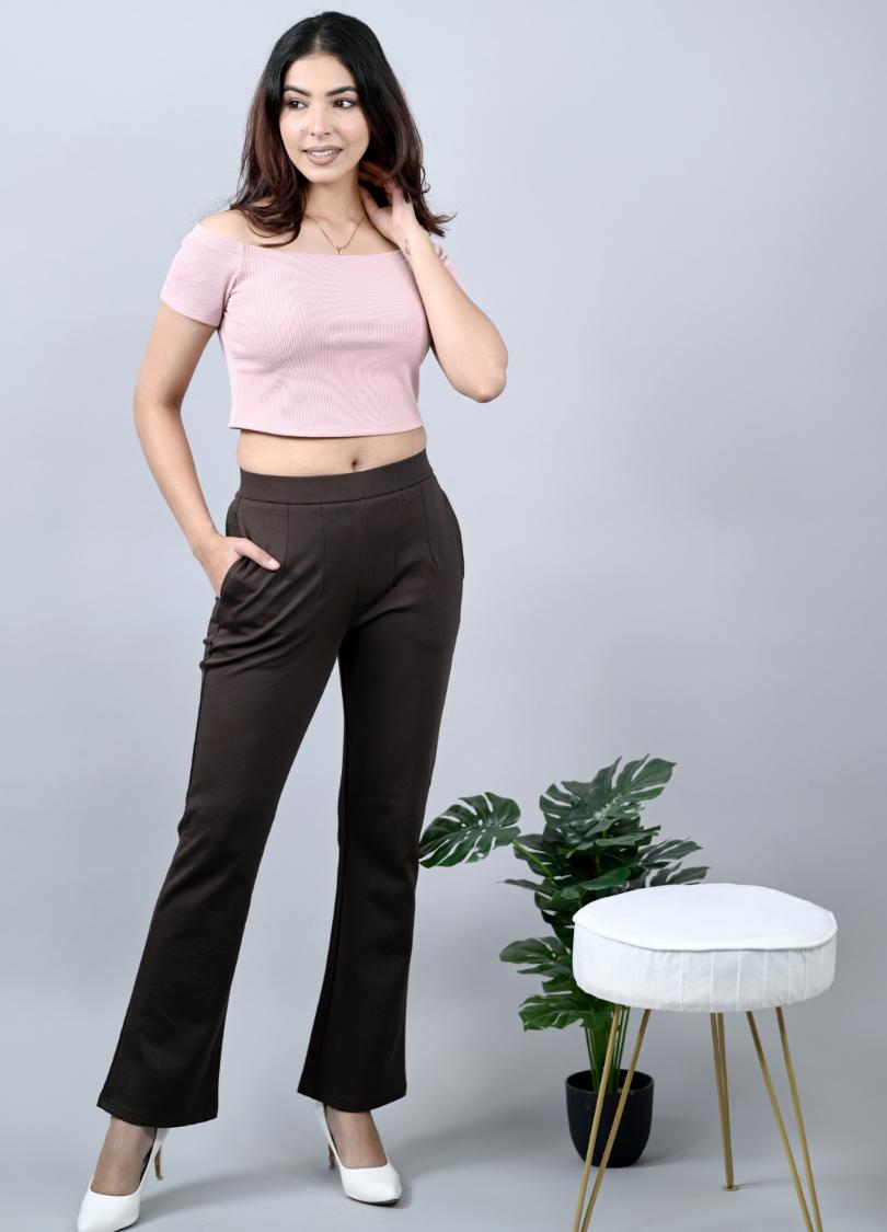 Women Papaya Classic Trousers | Bootcut Trousers 31 Inch Leg black •  FitForFelix