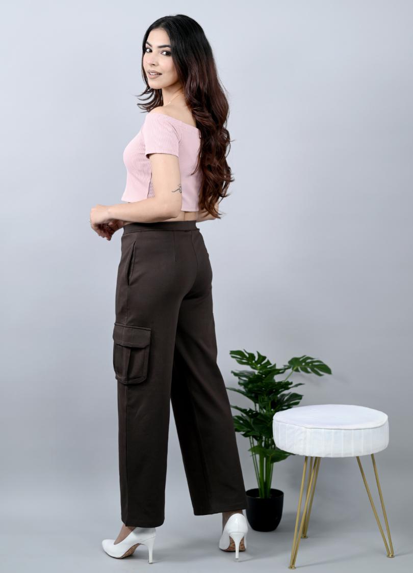 Coffee bean cargo pants for women