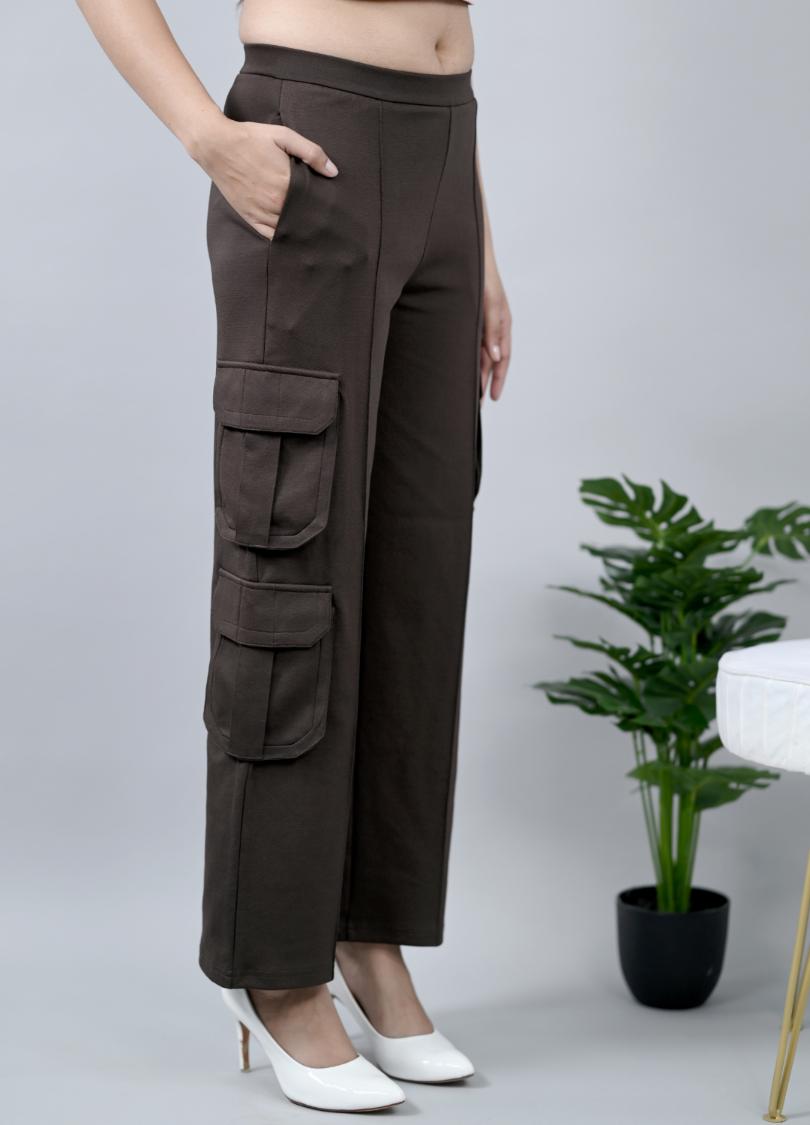 Coffee bean cargo pants for women