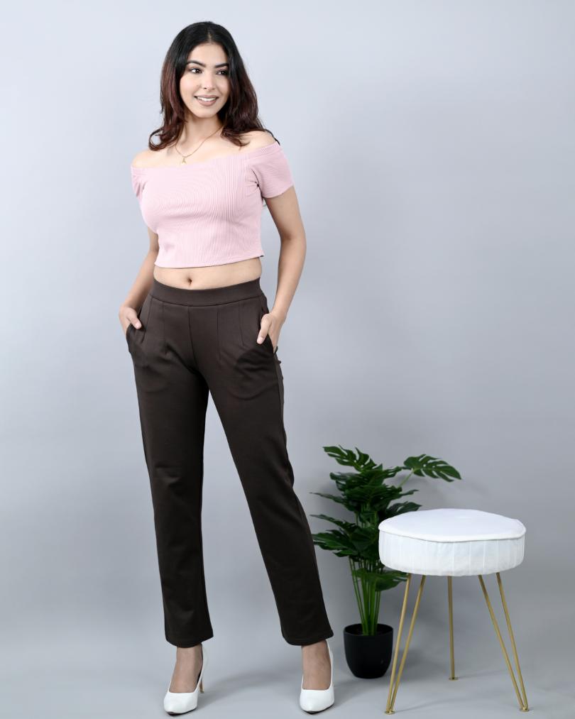 Pants for Women Cigarette Trousers High Waist Silk Pants Soft Breathable  Slim Skinny Pants (Red, XXL) 