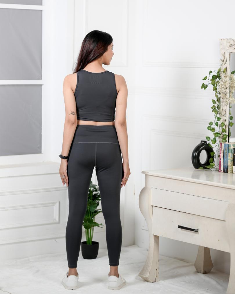 Dark Grey Active Leggings -Active leggings pants