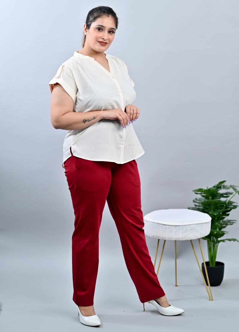 Dark rose plus size cigarette pencil pants