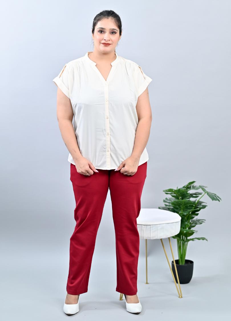 Dark rose plus size cigarette pencil pants