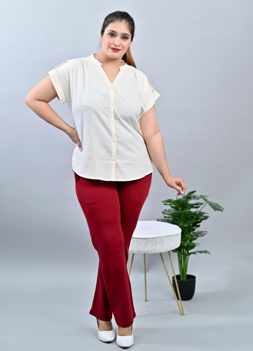 Dark rose plus size cigarette pencil pants