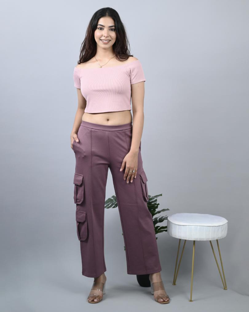 Grape shake cargo pants for women