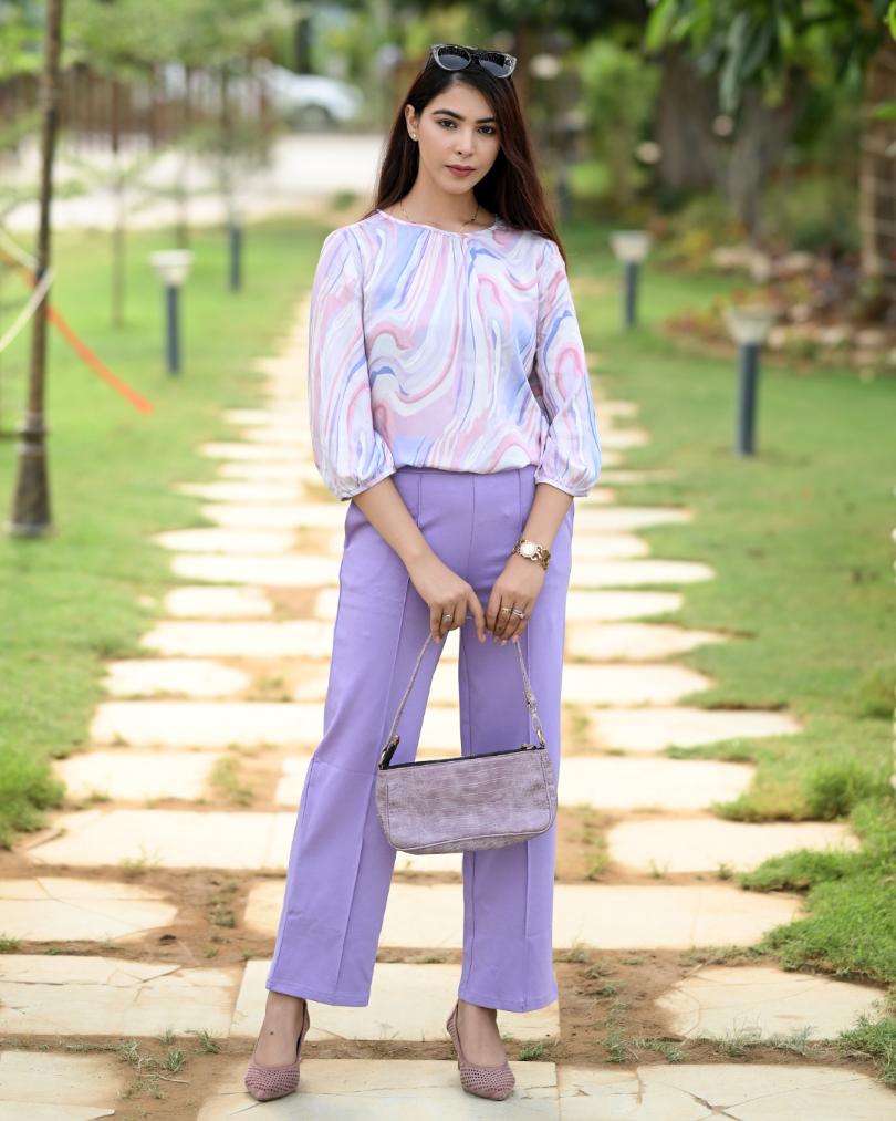 Lavender Extra Flare Fit Pants -Milano extra flare fit pants