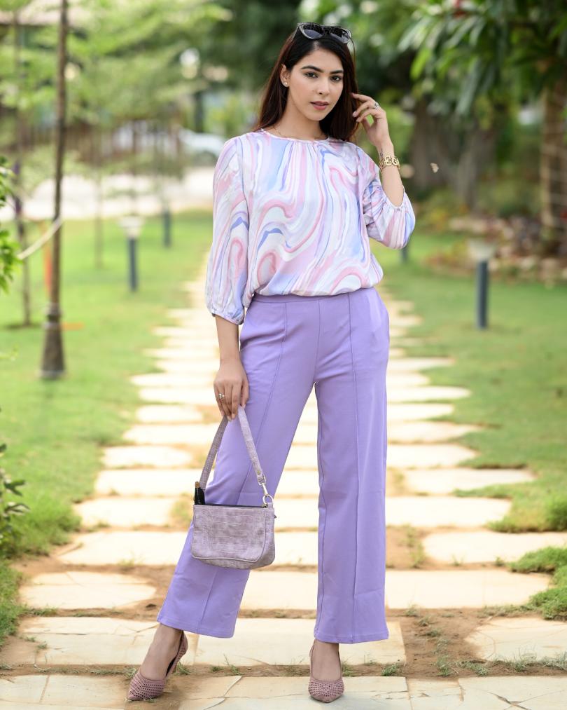 Lavender Extra Flare Fit Pants