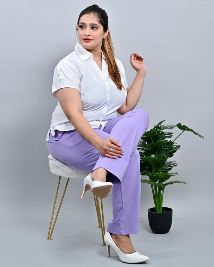 Lavender plus size cigarette pencil pants