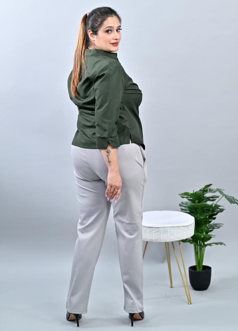 Light grey plus size cigarette pencil pants