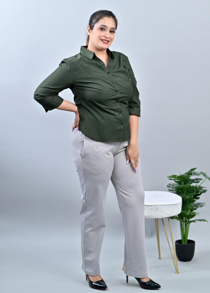 Light grey plus size cigarette pencil pants