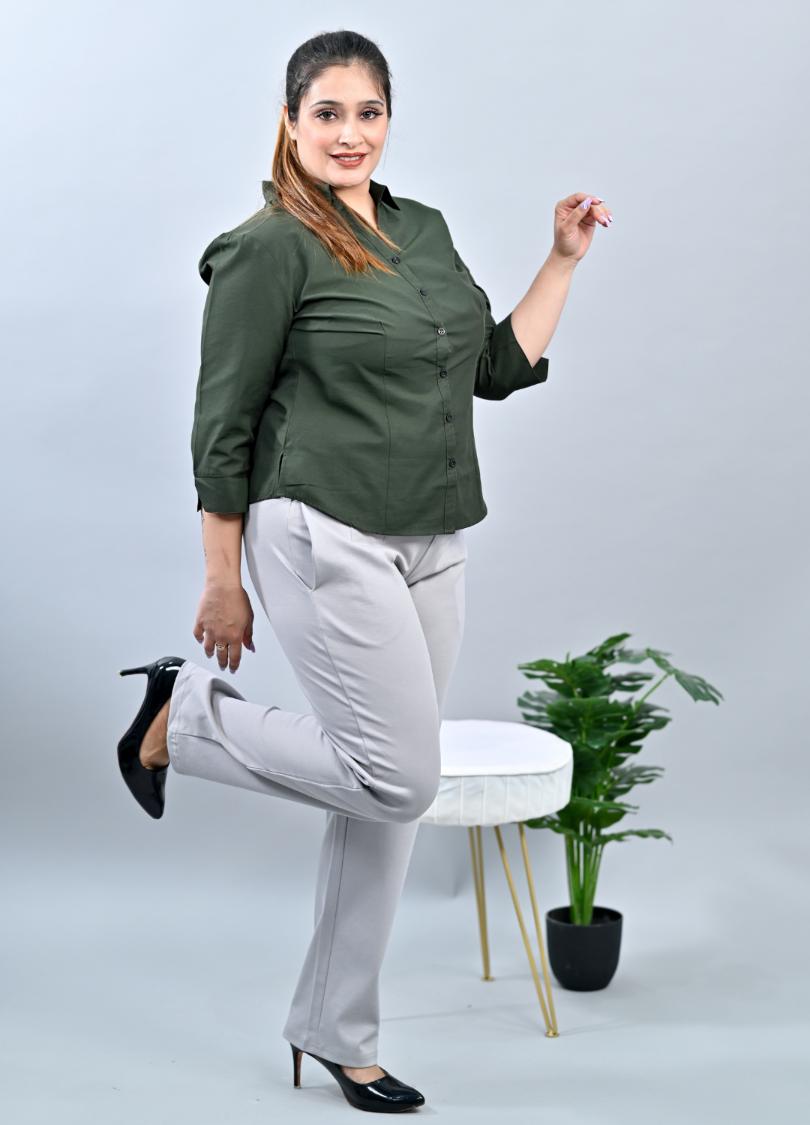 Light grey plus size cigarette pencil pants