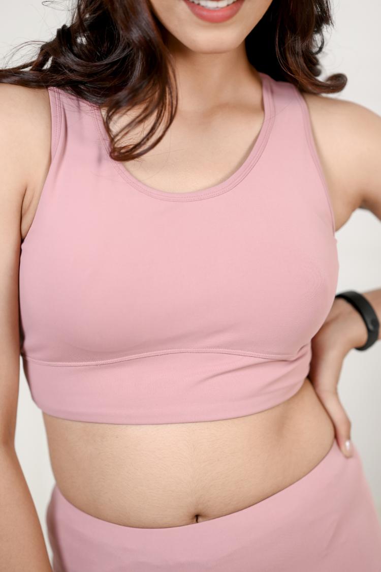 Light pink sports bra for women suitable for exercise, workout, training &  gym