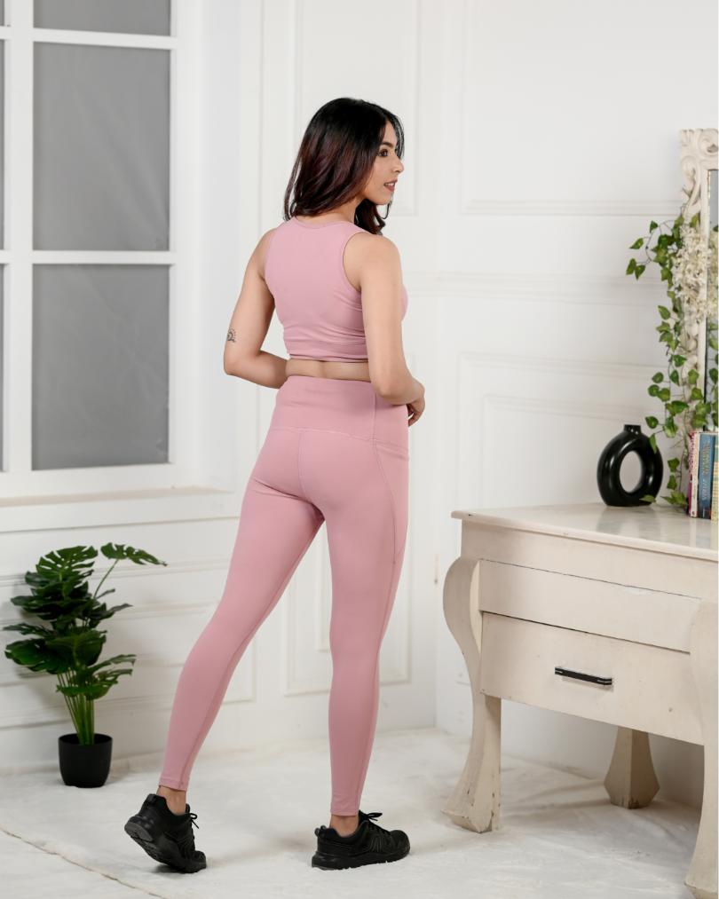 Light Pink Active Leggings -Active leggings pants