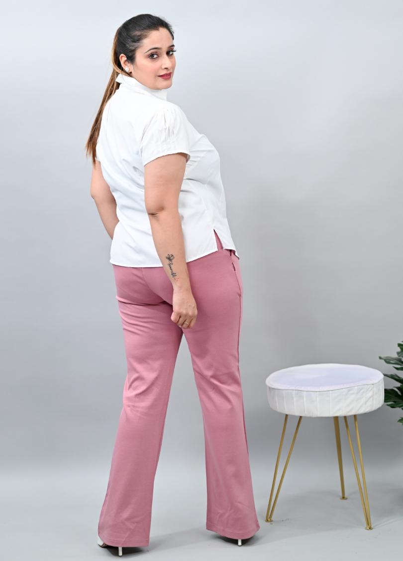Light pink plus size bootcut flare pants & trousers for women xxxxl to  xxxxxl.