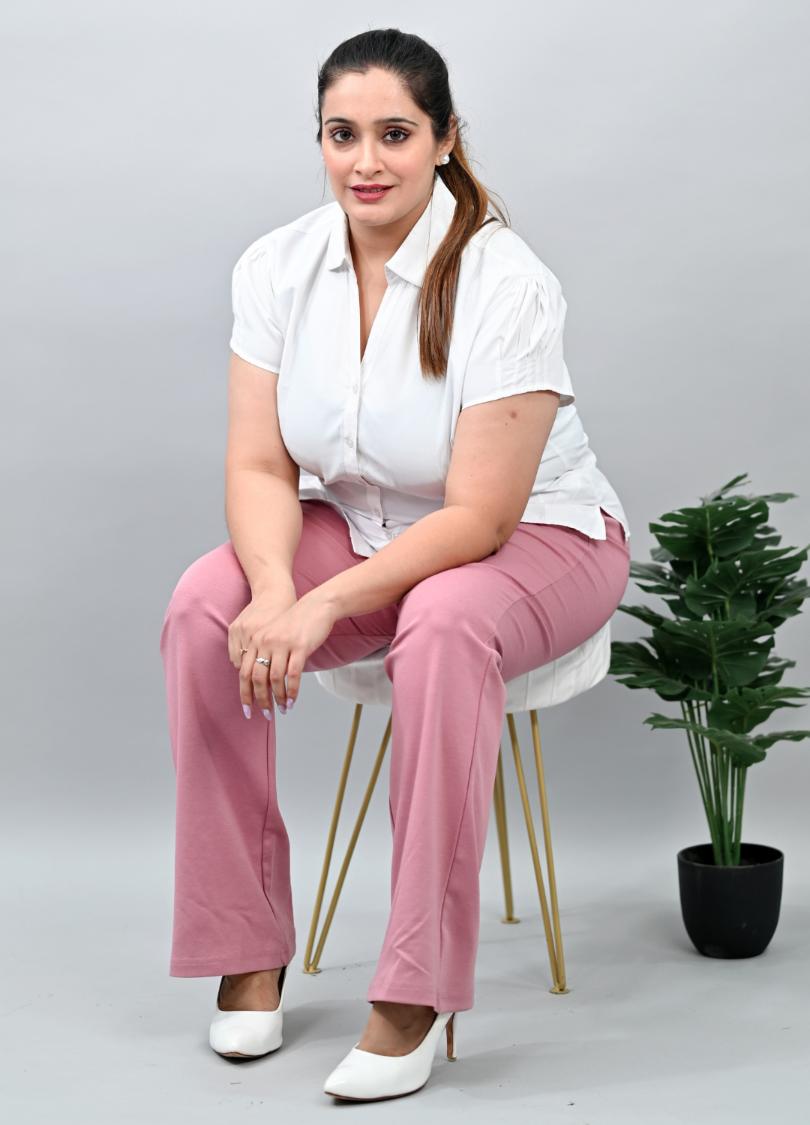 Light Pink Plus Size Bootcut Flare Pants -Milano plus size bootcut flare pants