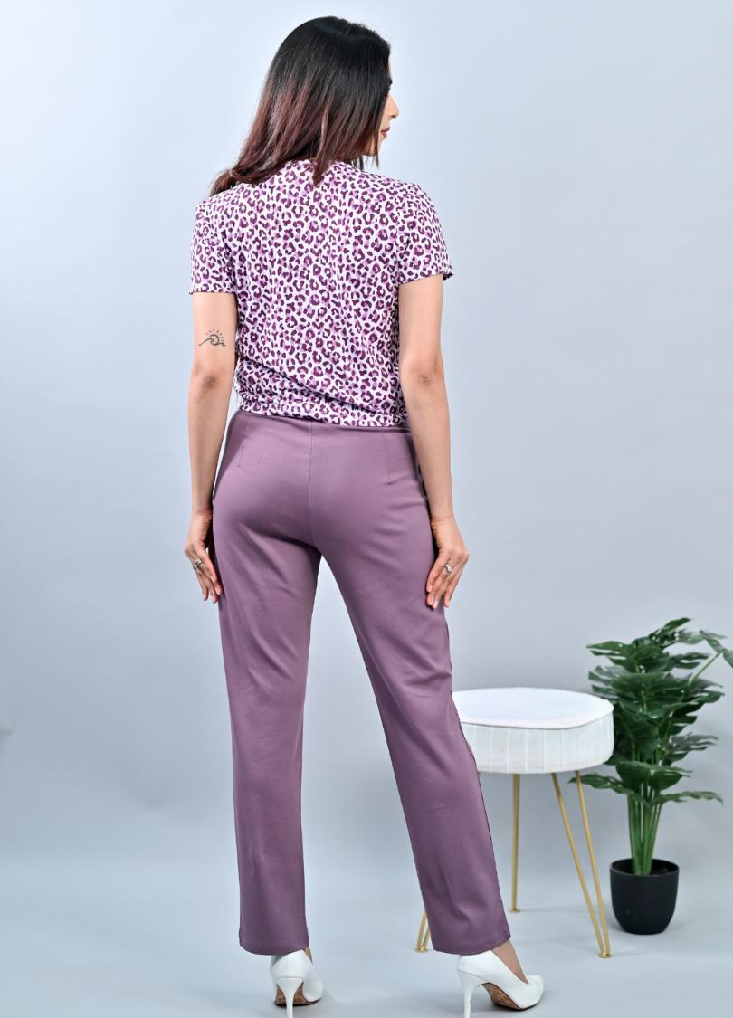 Buy Purple Ikat Cotton Pants for Women | Ladies Pants by CraftsandLooms –  CraftsandLooms.com