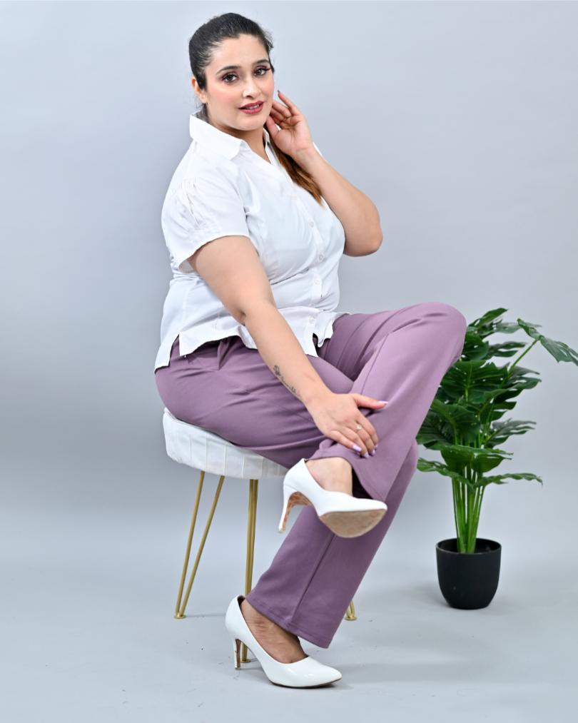 Lovely lavender plus size cigarette pencil pants