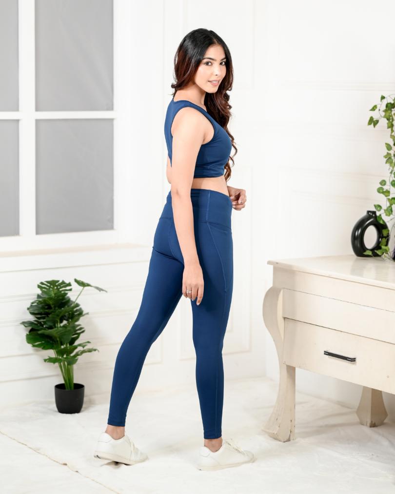 Navy gym coordinate set with leggings -Active gym coordinate setXS