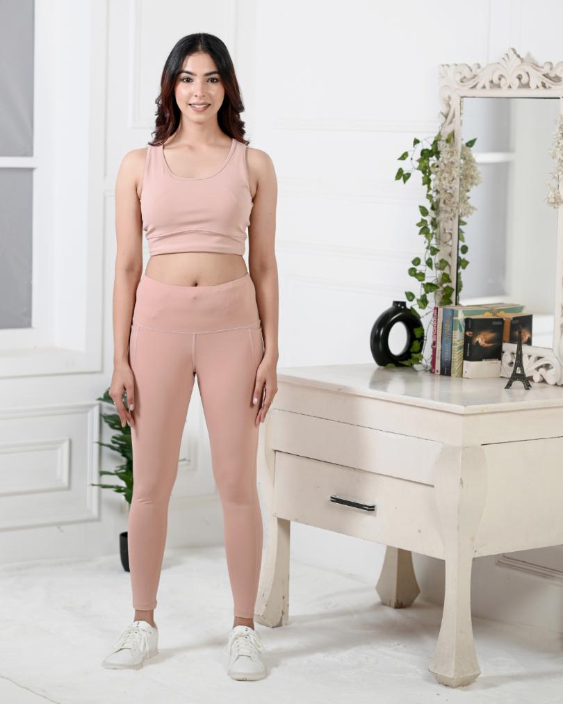 Peach gym coordinate set with leggings -Active gym coordinate setXS