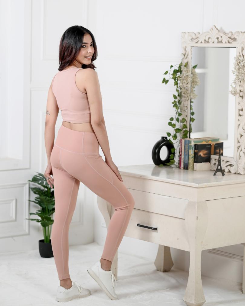 Peach gym coordinate set with leggings -Active gym coordinate setXS