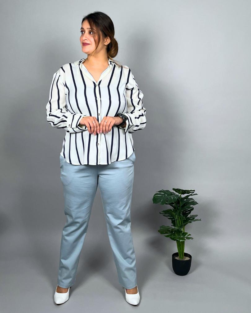 Pearl blue plus size cigarette pencil pants