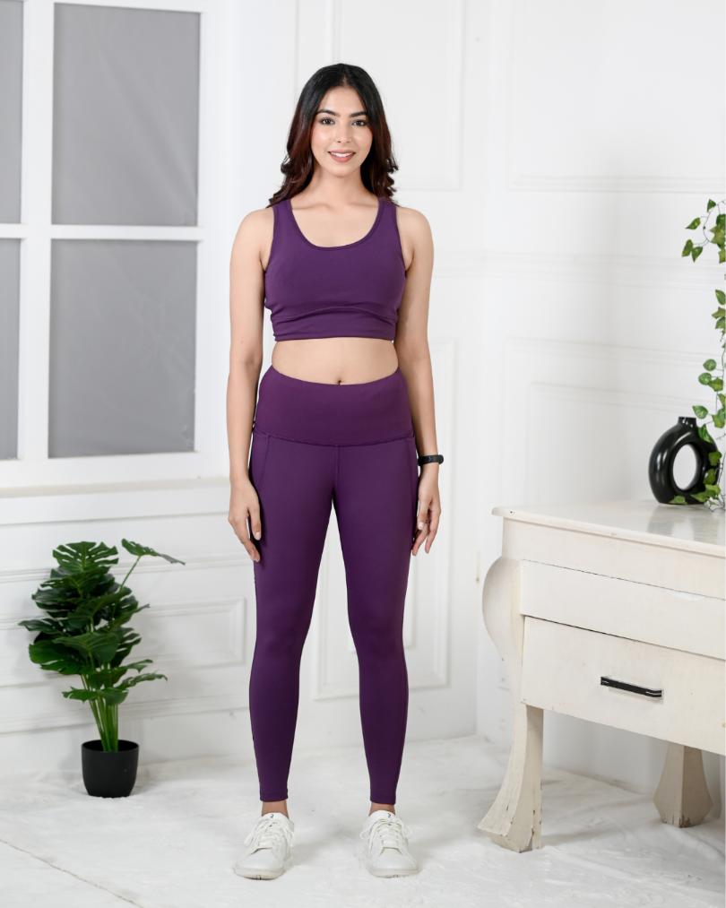 Purple Active Leggings -Active leggings pants