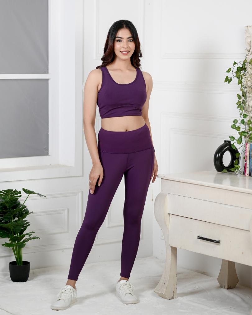 Purple gym coordinate set with leggings -Active gym coordinate setXS
