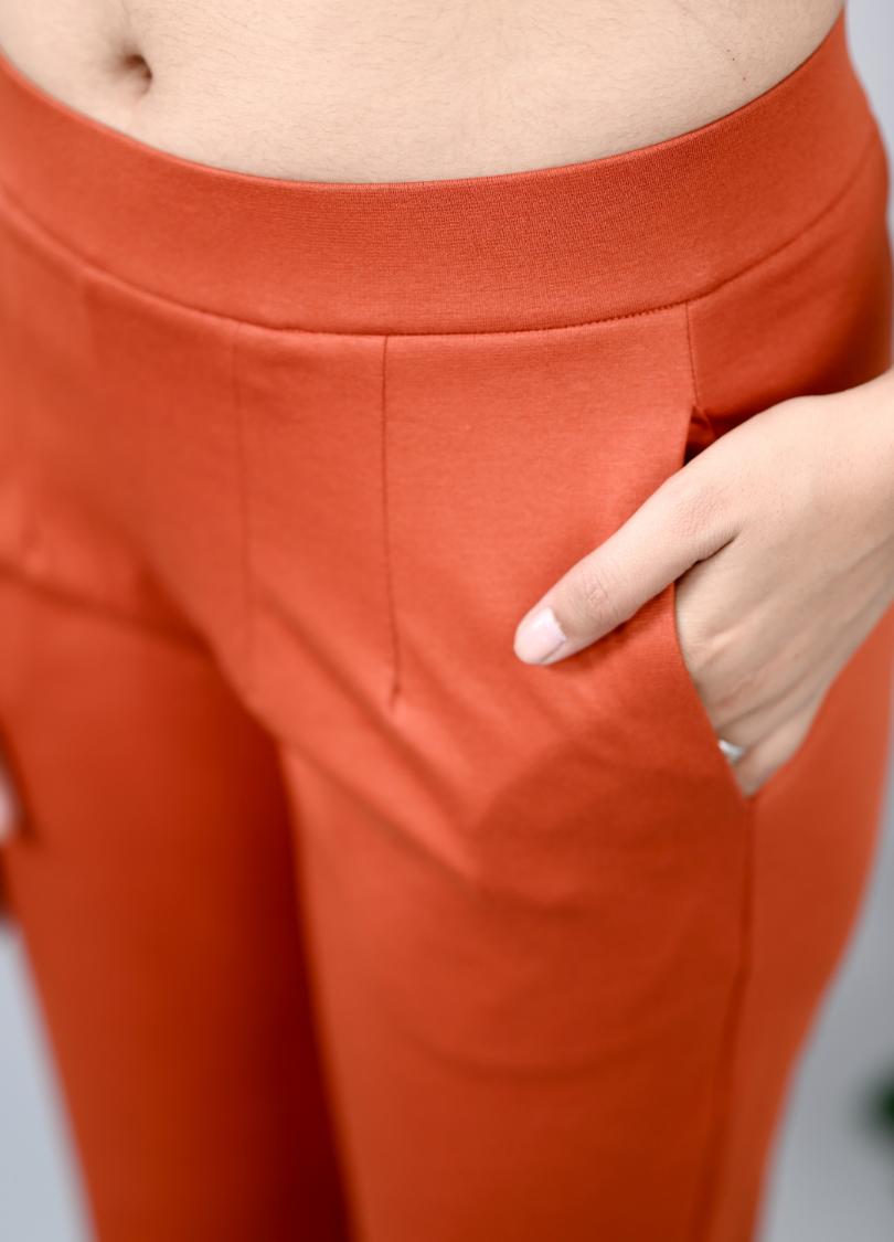 Linen-blend Dress Pants - Orange - Ladies | H&M US