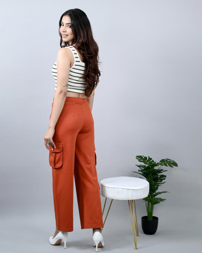 Rust cargo pants for women