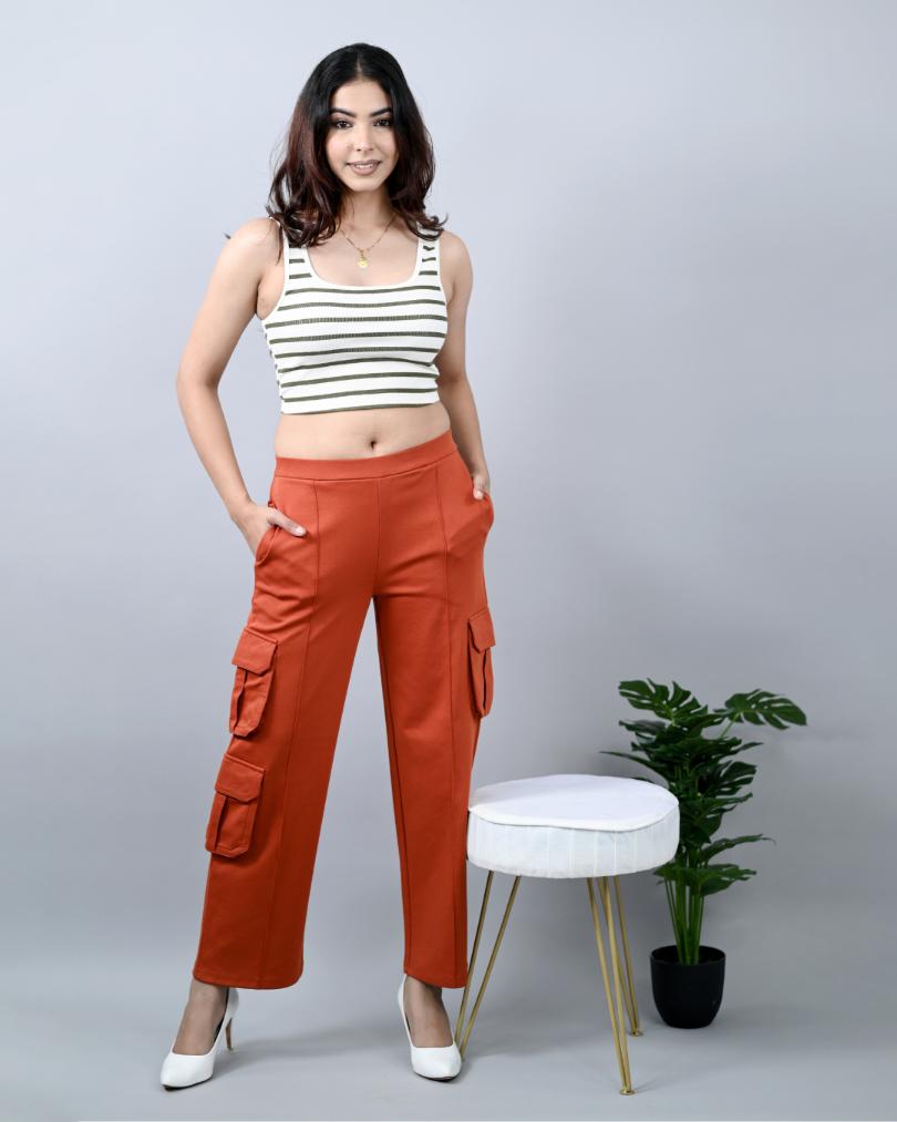 Rust cargo pants for women