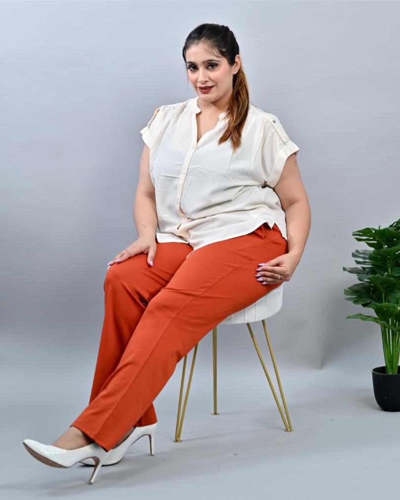 Rust Plus Size Bootcut Flare Pants -Milano plus size bootcut flare pants