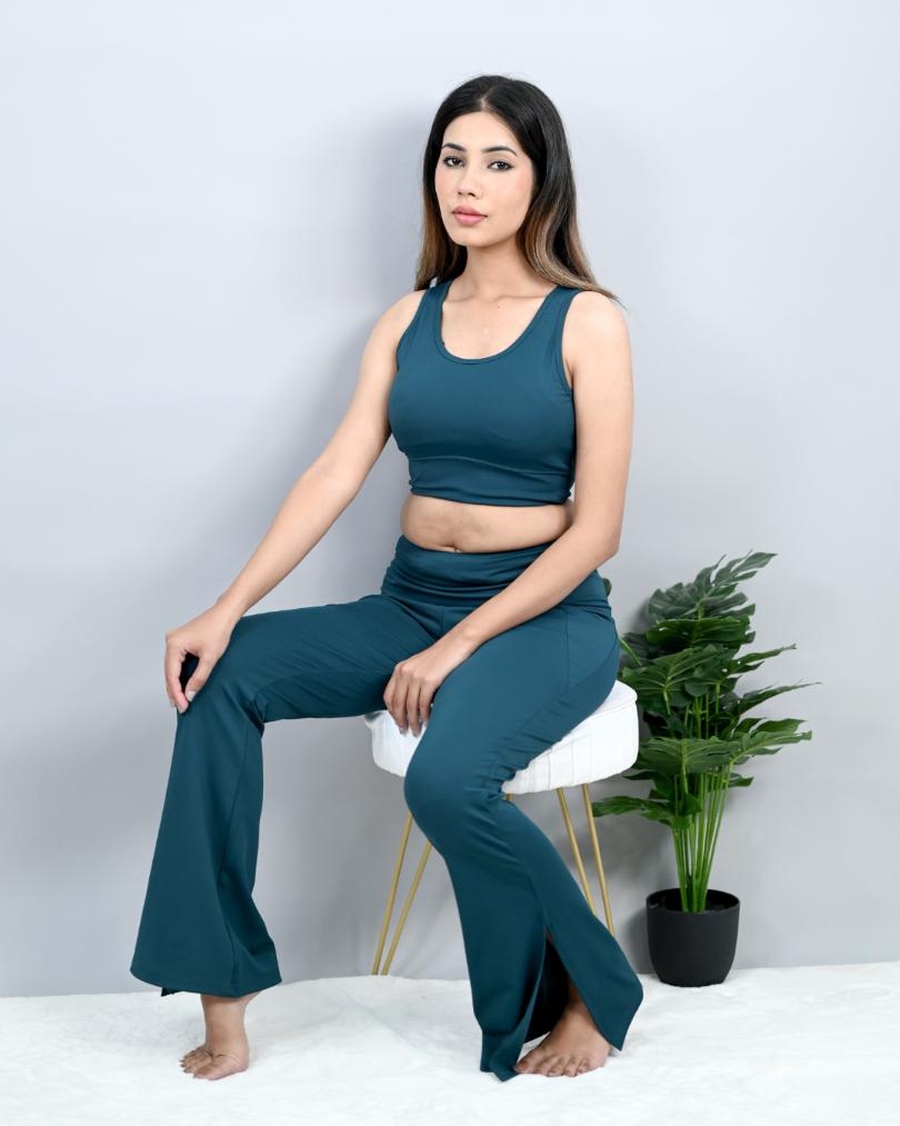 Teal Active Flare with Slit Pants -Active flare with slit pants