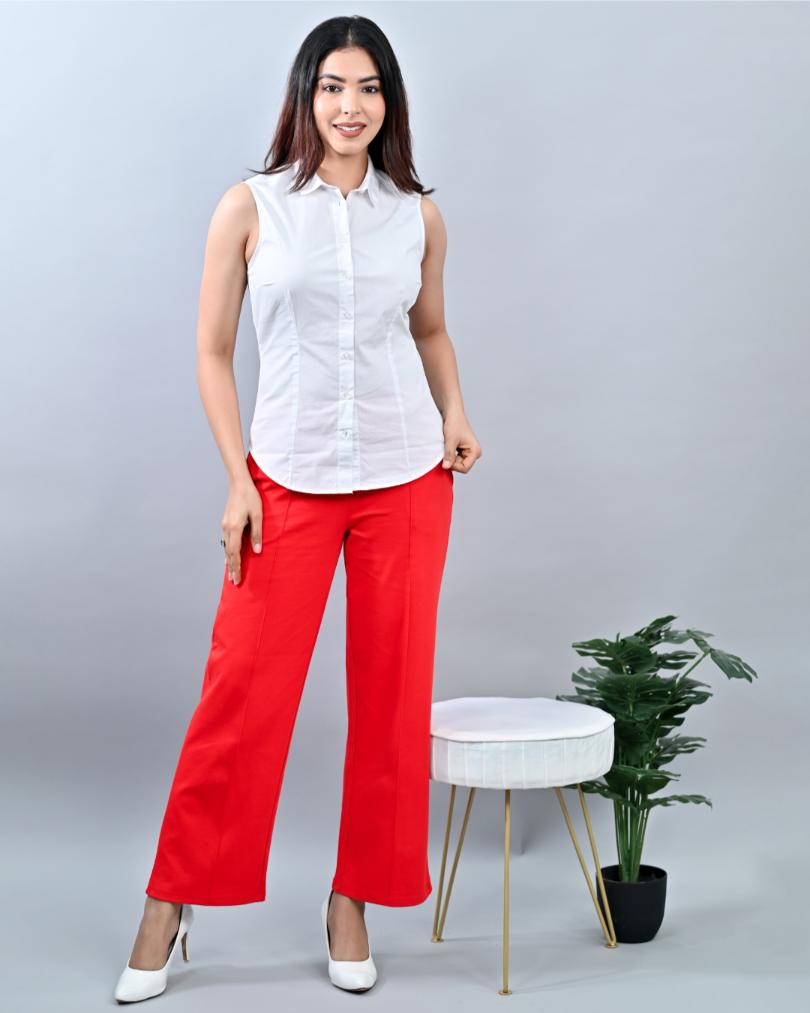 Tomato red Extra Flare Fit Pants -Milano extra flare fit pants