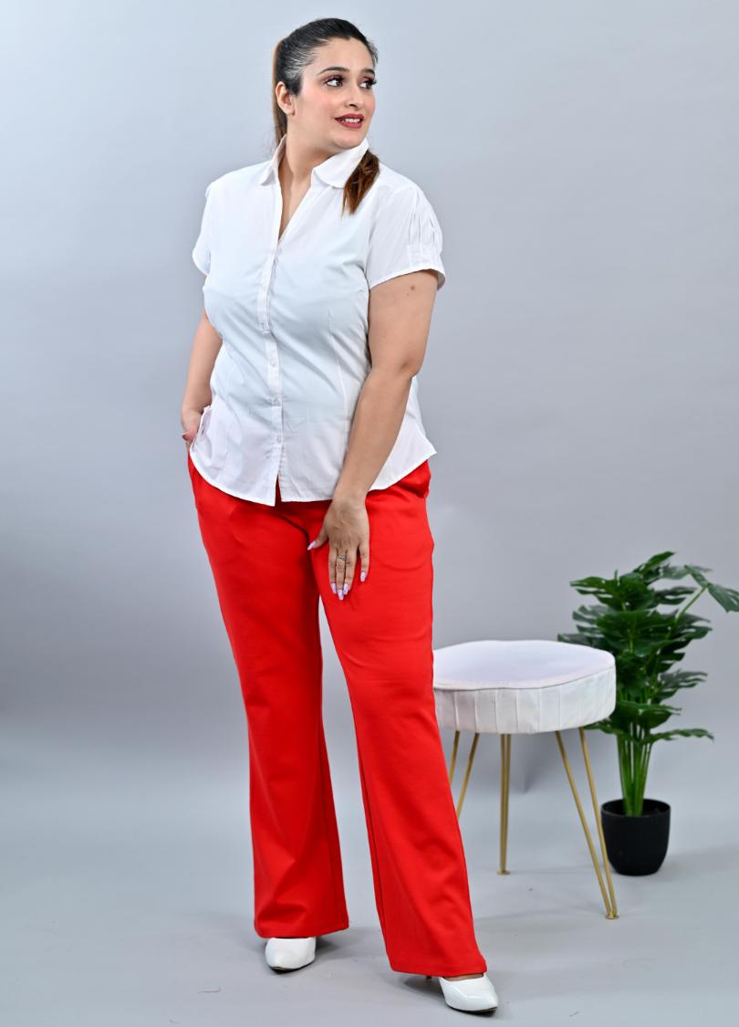 Tomato Red Plus Size Bootcut Flare Pants -Milano plus size bootcut flare pants