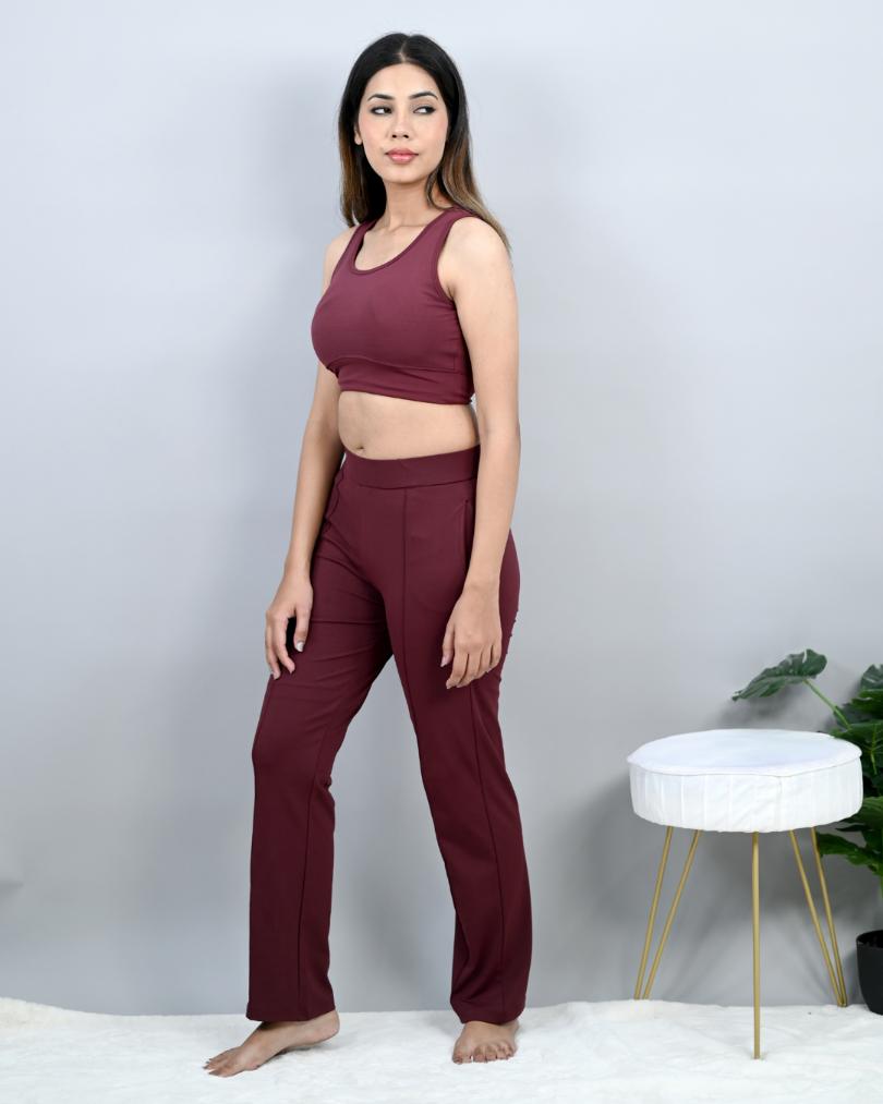 Wine Color pants | Wine colored pants, Colored pants, High waisted black  leggings